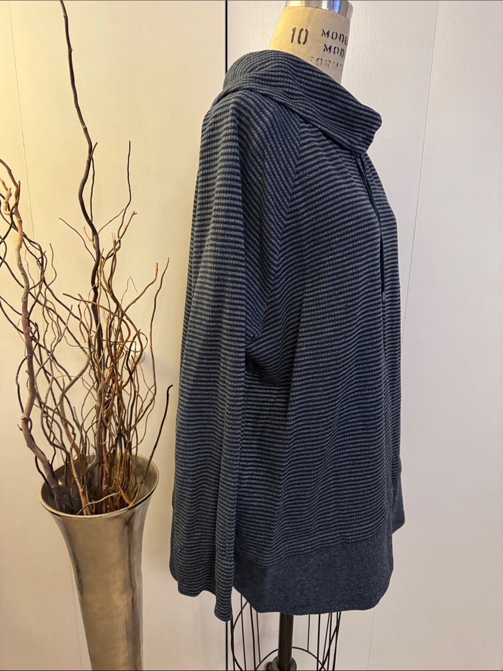 J. Jill Striped Cowl Neck Tunic Sweater - Dark Gray - Picture 5 of 6